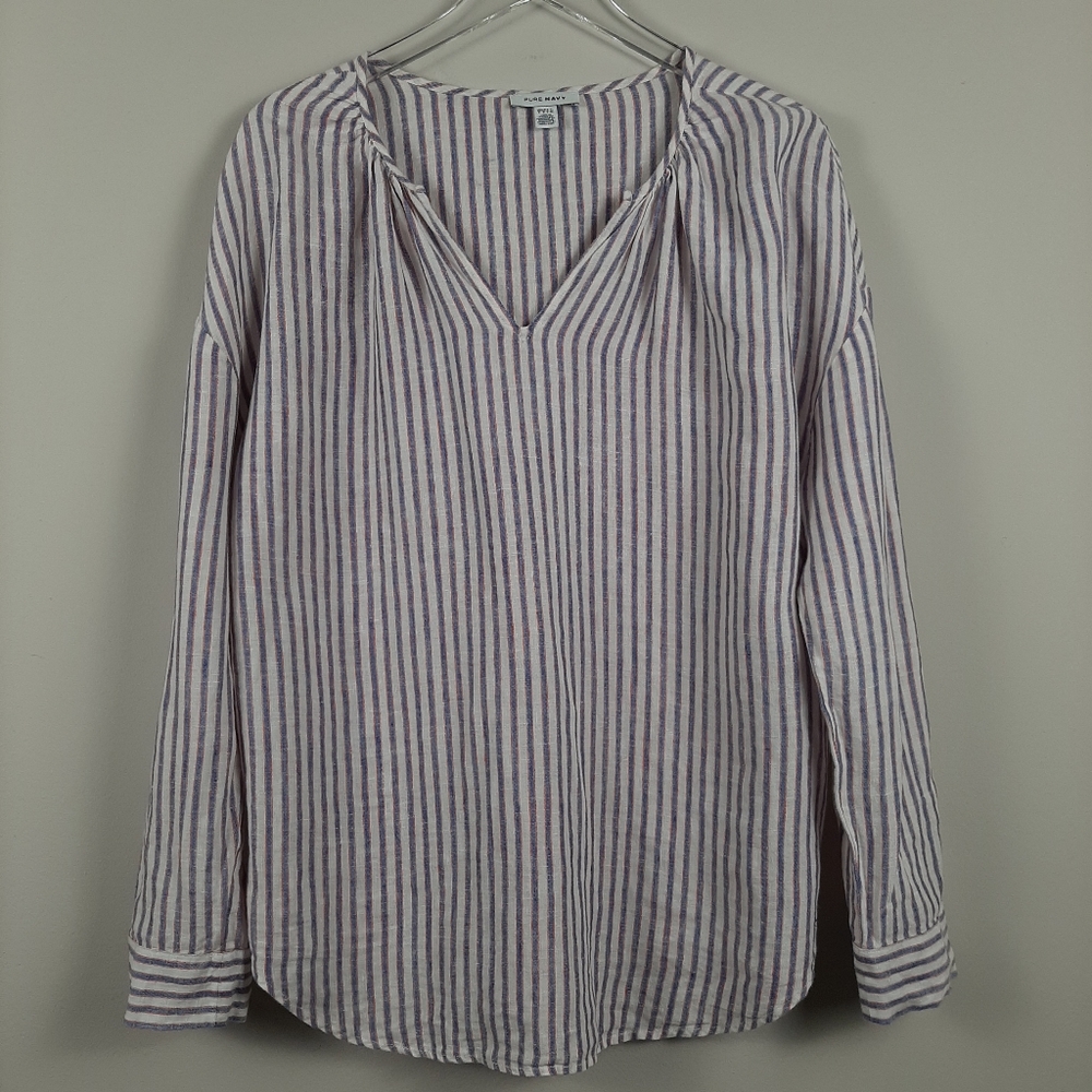 Pure Navy 100% Linen Top Size Large